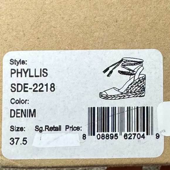 Joie “Phyllis” Espadrille Wedges - Denim Blue - Size 37.5 / 7.5 US (Nordstrom) - Picture 9 of 10